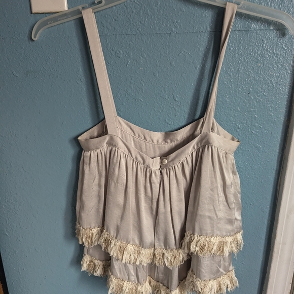 Elegant Cream Fringed Women's Top - Picture 4 of 6